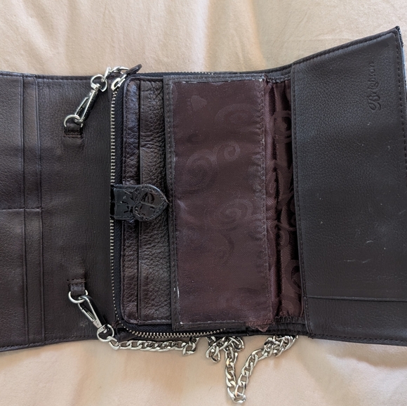 Brighton Shiny Crocodile-Embossed Brown Crossbody Bag - Picture 4 of 13